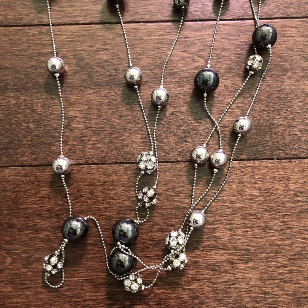 Express Layered Necklace Silver Crystal - Picture 3 of 6